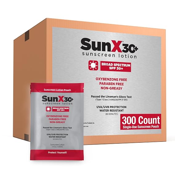 CoreTex Sun X 30+ SPF Individual Sunscreen Packets Travel Size - Bulk Pack of 300 Paraben, Oxybenzone, Oil Free Broad Spectrum Sunscreen - No White Cast and Water Resistant Up to 80 Minutes