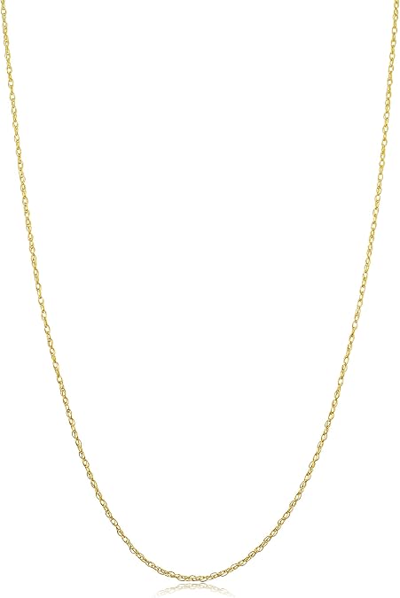 Kooljewelry Womens Classic Rope Chain - 10k Yellow Gold Barely-There Necklace, Thin Lightweight