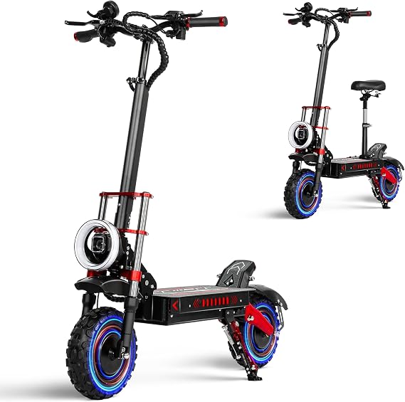 Adult Electric Scooter 11-inch Fast 5600W Up to 40-50 Miles | Off-Road Dual-Drive Fast 50-Mile Range,Foldable 500 lbs Load Capacity with seat