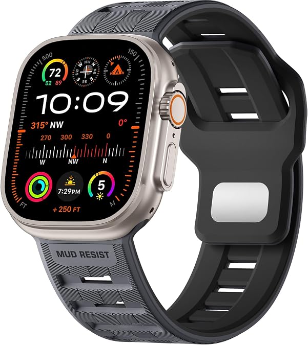 Hamile Sport Bands Compatible with Apple Watch Ultra 2/Ultra 3/Ultra, Apple Watch Bands for men 49mm 46mm 45mm 44mm 42mm, Soft Breathable Waterproof Silicone Strap for iWatch Series 11 10 9 SE 8-1
