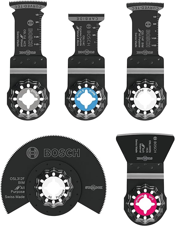BOSCH OSL005L 5 pc. Starlock Oscillating Multi-Tool Carbide Cutting Accessory Blade Set