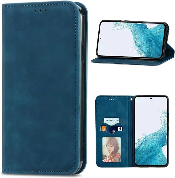 bojioderf Compatible with Vivo iQOO 10 5G Case,Compatible with Vivo iQOO 10 5G Wallet Card Holder Flip Magnetic Closure Stand Cover Blue