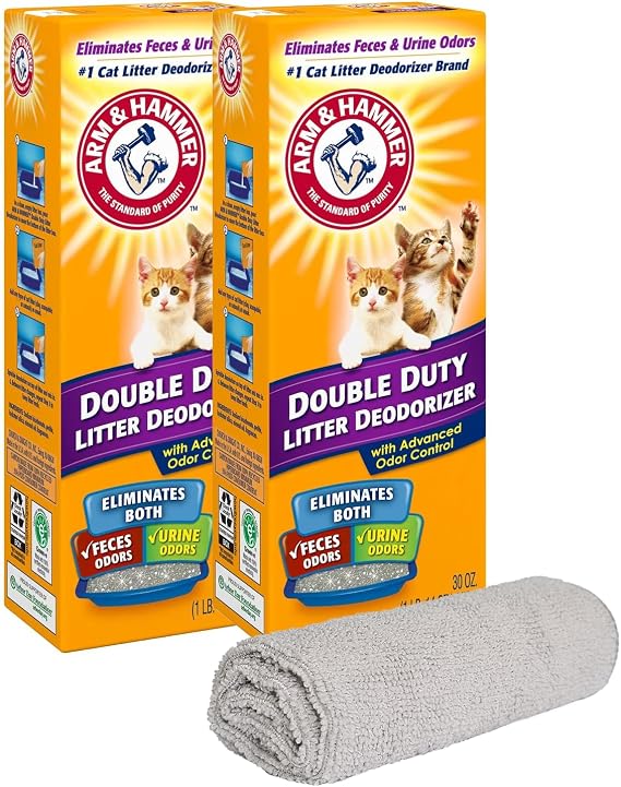 PURPUR Cloth and Litter Baking Soda Double Duty Cat Litter Deodorizer, 30 OZ (2 Boxes) Bundle