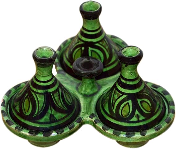 Spice Holder Moroccan Seasoning Handmade Tagine Triple Container Storage Organizer