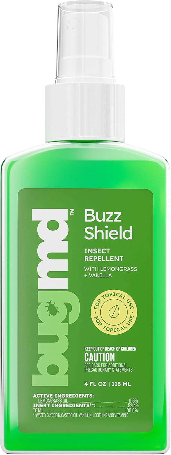 BugMD Buzz Shield - Mosquito and Insect Repellent Spray for Body and Home, Indoor & Outdoor Use, DEET-Free, Tick Repellent, Safe Bug Spray for People (1-Pack)