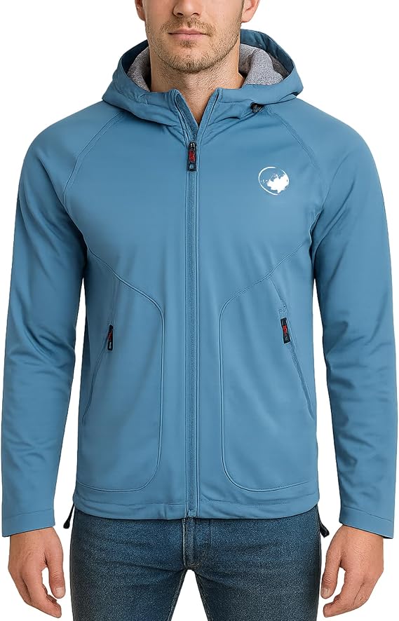 CANADA WEATHER GEAR Mens Softshell Jacket - Lightweight Water Resistant Windbreaker Jacket for Men with Reflective Neck Tape