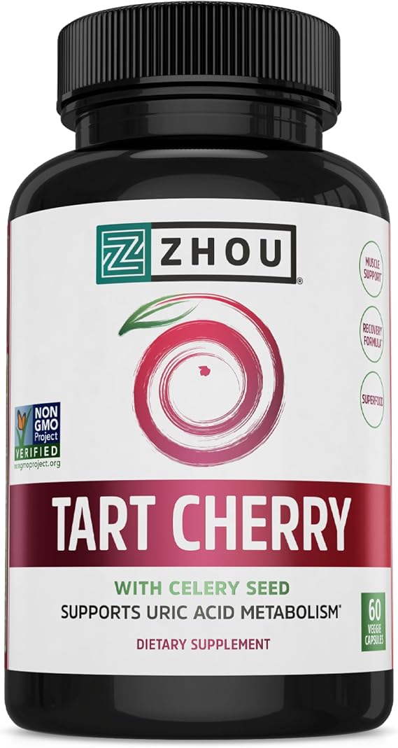 Zhou Tart Cherry Extract Plus Celery Seed - 60 Veggie Capsules (Pack of 1)