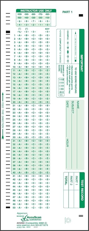 20260 882-E Compatible Answer Sheet 1,000-pack