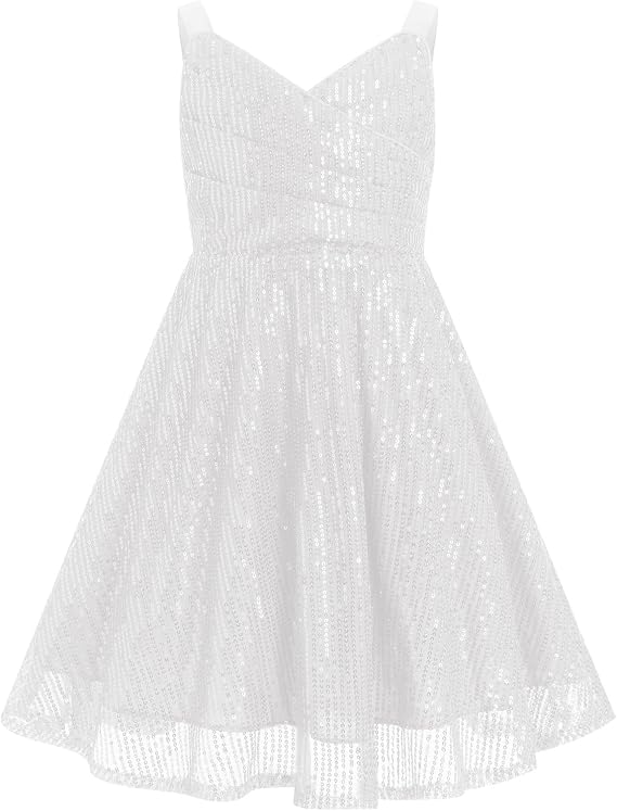 IBAKOM Girl Sparkly Formal Dress Tween Glitter Sequins School Dance Prom Dresses Teen Pageant Banquet Wedding Guest Outfits