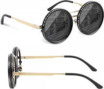 Adjustable Tint Sunglasses - 1-9 Gears Round Polarized Glasses with Manual Tint Control & Built-in ND Filter