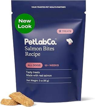 PetLab Co. Salmon Bites for Dogs Rich in Beneficial Fatty Acids, Vitamins & Minerals - Premium Salmon Dog Treats Your Pup Will Drool Over - Carefully Selected Ingredients Delicious Reward