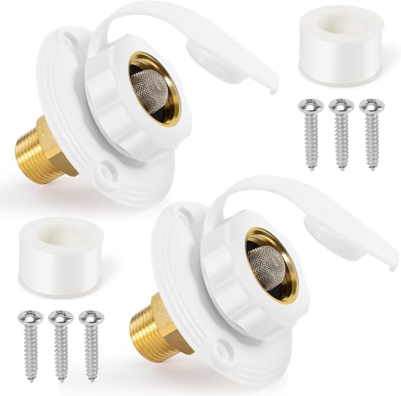 TONDA RV City Water Inlet, City Water Connection for RV (White-2 Pack)