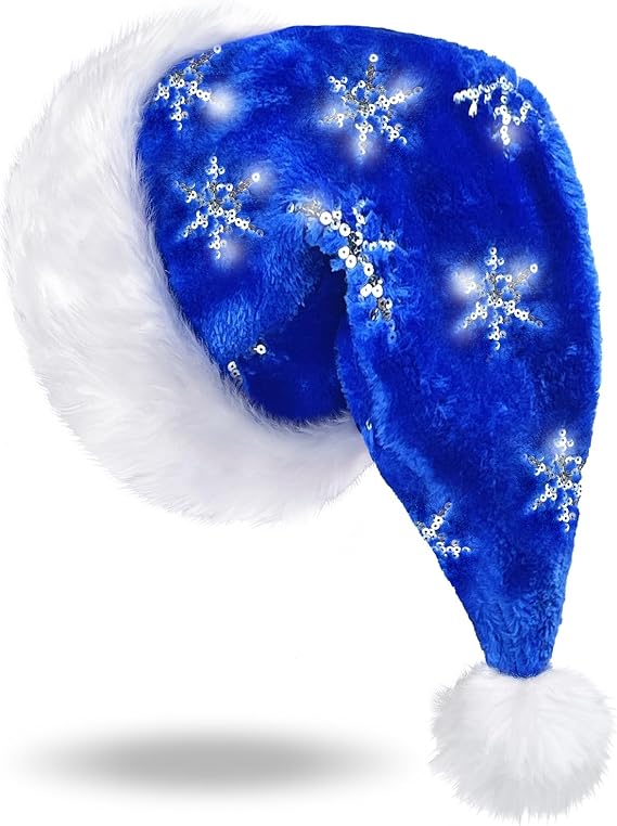 QLINLEAF Christmas Santa Hat Adults Plush Xmas Hats for Christmas New Year Festive Party Supplies