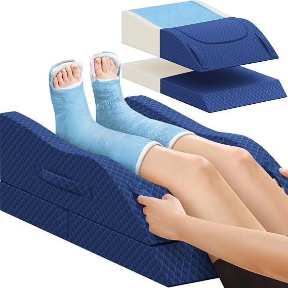 CushZone Leg Pillow, Elevation Pillows for Leg After Surgery, Blue