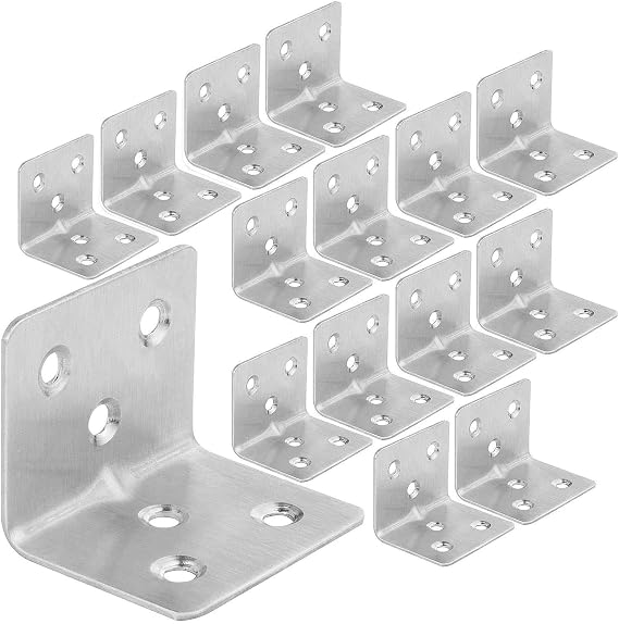 ASelected 64PCS Stainless Steel L Brackets 38x30x30mm 1mm Thick 6-Hole