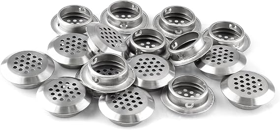 50Pcs Air Vents, 1.14" (29mm) Circular Soffit Vent, Stainless Steel Round Mesh Hole Louver Vent for Kitchen, Bathroom, Cabinet, Wardrobe and Shoe Cabinet, Silver