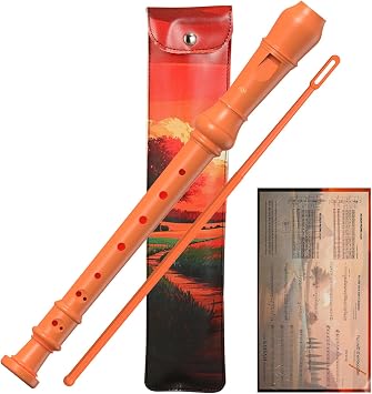 Soprano Recorder Instrument For Kids - German Fingering 8 Hole Beginner Music Recorder Flute With Cleaning Rod, Leather Packaging & Fingering Chart