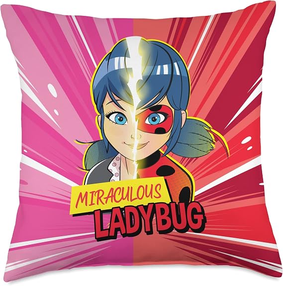 Miraculous Collection Ladybug Marinette Transformation Throw Pillow
