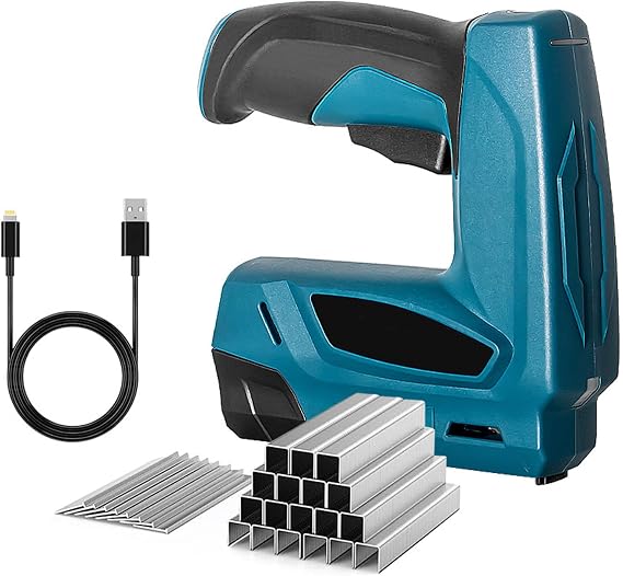 Cordless Staple Gun Brad Nailer,2 in 1 Electric Nail Gun with Micro USB Cable,3.7V Power Upholstery Staplers,1000 Pcs Each Staples/Nails for Wood,Carpet,Carpentry and Light DIY Project | with 1000pcs Each Staples/Nails,Micro USB Cable,Heavy Duty,3.7V Power Upholstery Stapler for Wood,Carpet,Wall,DIY Crafts