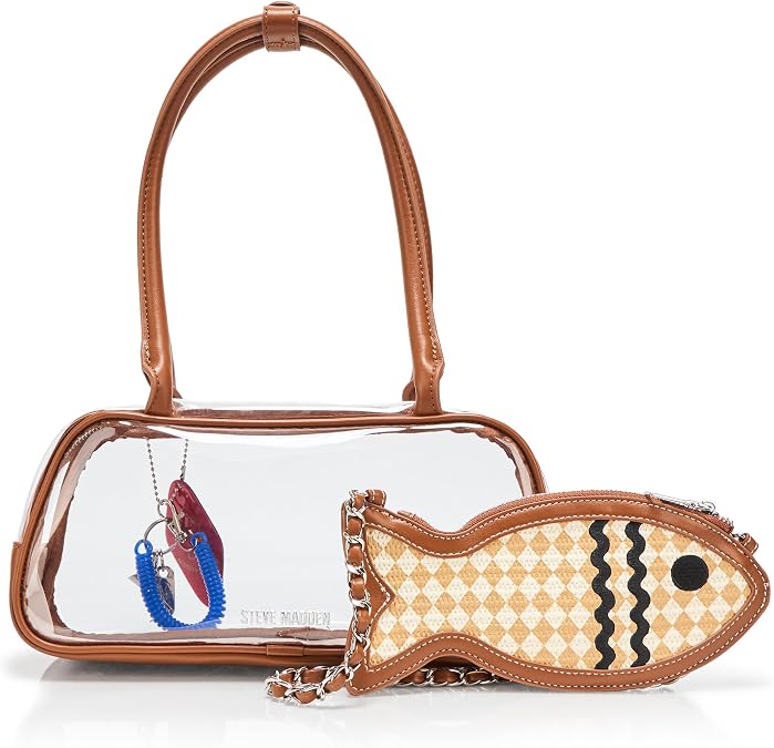 Steve Madden Goldee Shoulder Bag, Clear/Cognac