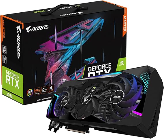 GIGABYTE AORUS GeForce RTX 3080 Master 10G (REV3.0) Graphics Card, Max Covered Cooling, LHR, 10GB 320-bit GDDR6X, GV-N3080AORUS M-10GD REV3.0 Video Card
