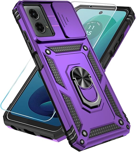 SunStory for Motorola Moto G 5G 2024 Case with Slide Camera Cover,Purple
