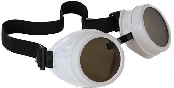 White Goggles Sunglasses Cosplay Aviator Steampunk Gothic Burning Man