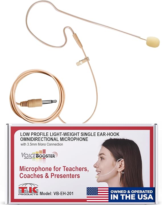 Voicebooster Low Profile Single Ear-Hook Omnidirectional Headset Microphone