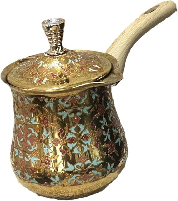 Turkish Coffee Pot Melting Jug Long Handle Teapot Water Kettle Rust Resistant Multipurpose with Lid Milk Warmer Coffee Kettle, Style A, 720ml