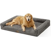 COZY KISS Orthopädisches Hundebett für Extra Große Hunde 120x88x17cm – Hundesofa mit Weichem Kunstfell & Cordbezug Eierförmiger Kistenschaum Ergonomischer Hundekorb Abnehmbar & Waschbar Grau XXL