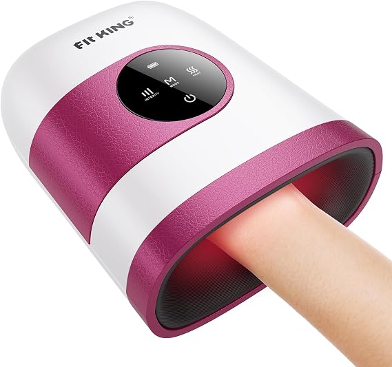 FIT KING Hand Massager with Heat for Women, Cordless & Portable, Rose