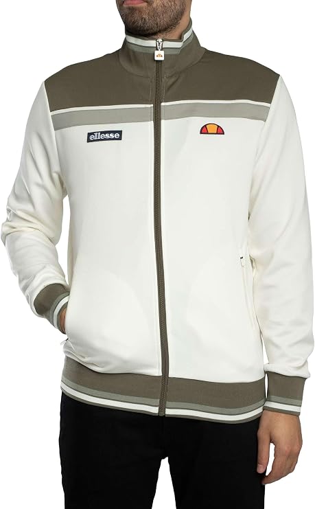 ellesse Men's Vignola Track Jacket, Off White/Khaki, L