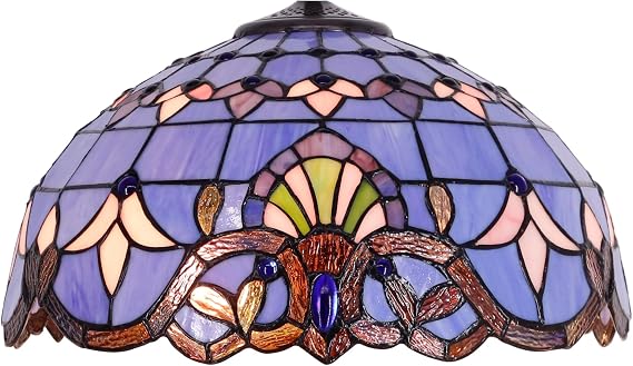 16 Inch Tiffany Stained Glass Lamp Shade Replacement Only(Blue Baroque)