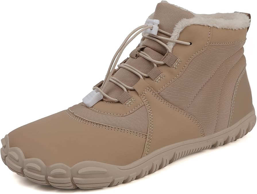 Hike Winter Barefoot Boots Womens Mens, Minimalist Warm Zero Drop Snow Booties Slip On Footwear, Wide Toe Waterproof Barefoot Hiking Shoes Outdoor