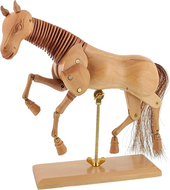 U.S. Art Supply 8" Wooden Horse Manikin Posable Figure for Drawing