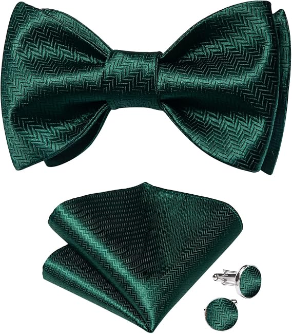 DiBanGu Mens Silk Self Bow Tie Set 4PCS for Tuxedo Wedding