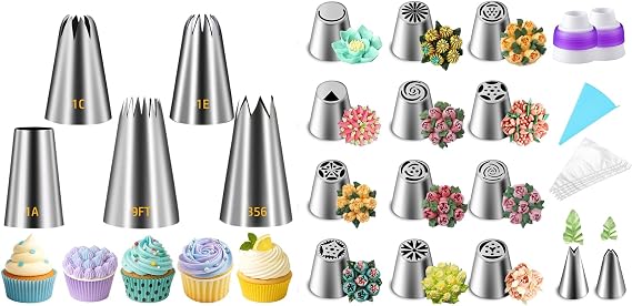 Suuker Large Piping Tips & Russian Tips Set