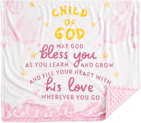 Huglanket Baptism Gifts for Girls - Baptismal Gifts, Christening Gifts for Baby Girls - Baby Dedication Gifts from Godmother, Godfather, Godparent - Pink Plush Dimple Dot Soft Fleece Blanket, 30"x 36"