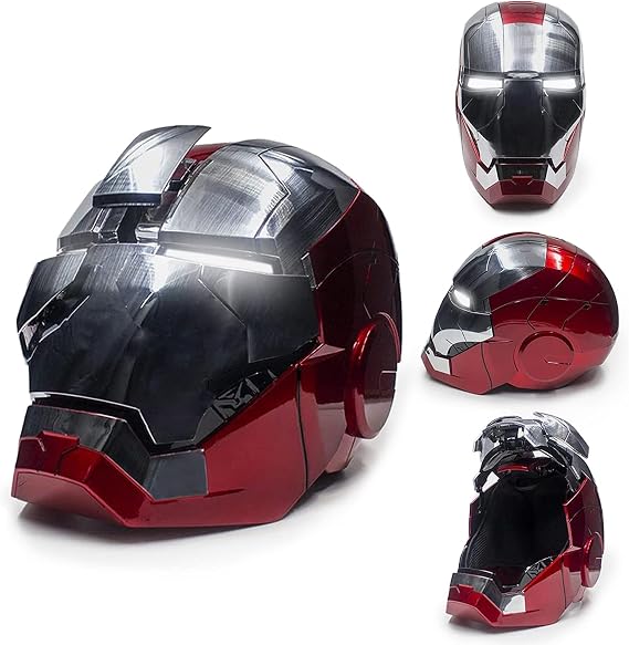 Iron-Man Helmet Electronic Mark 5 Wearable Iron-Man Helmet with Sounds & LED Eyes S𝐮perhe𝐫𝐨 Movie 1:1 Model Wearable Movie Prop Replica Christmas