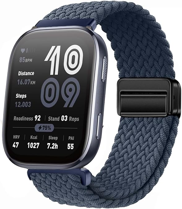 Stretchy Braided Bands Compatible with Amazfit Bip 6/Bip 5/Yoever LW83 IDW28/QONBINK TG38/Quican IDW13/Jugeman Y66/TRAUSI TG08/JeeJTek TGW008 Watch, 22mm Elastic Nylon Soft Breathable Strap Wristbands
