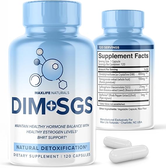 MaxLife Naturals DIM SGS 120 Capsules Hormone Balance Support Made in USA