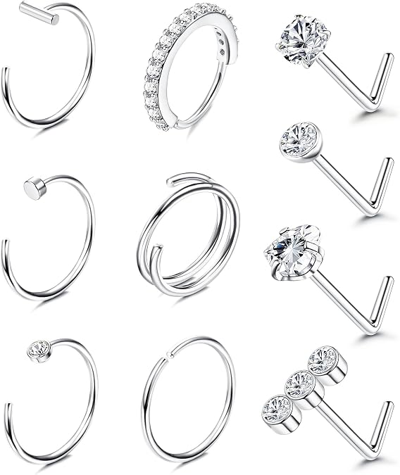 Besteel Nose Rings for Women 14K Gold Filled Hypoallergenic Nose Stud Hoops