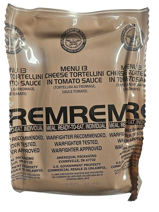 Genuine USGI MRE [Meal, Ready to Eat] Inspection Date 01/2026 or Newer [New Packaging] - You Choose Menu Ration with Entree, Snacks, Dessert, Drink Mix, Utensils, Condiments and FRH. (Cheese Tortellini)