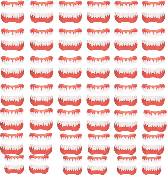 False Teeth Veneers Upper and Lower False Teeth Veneers Cosmetic Veneer False Teeth Temporary Prosthesis Teeth Instant False Teeth Silicone Dental Prostheses,40pcs