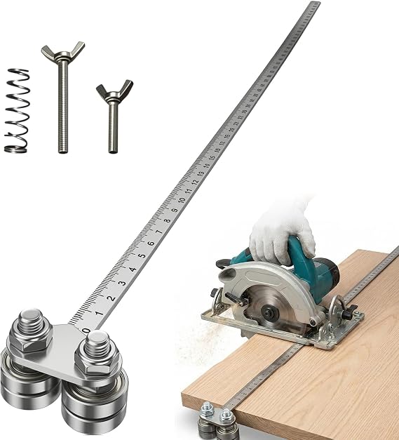 Dual-Axis Circular Saw Guide Rail,Stainless Steel Precision Cutting Guide with 60cm Adjustable Rail,Positioning Calipers for Precise Measurements & Easy Wood Cutting