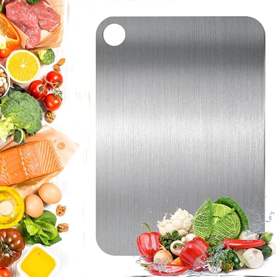 Titanium Cutting Board for Kitchen,304 Stainless Steel Chopping Board | 9.25 x 5.71 inches Titanium Cutting Boards,Double-Sided Food-Grade Metal Cutting Boards for Meat, Fruit and Vegetables
