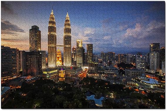 Malaysia Petronas Twin Towers Kuala Lumpur Jigsaw Puzzle 1000 Piece Travel Souvenir Wooden