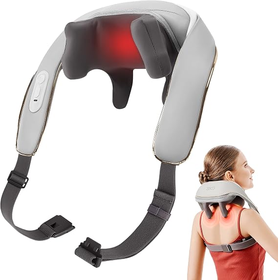 SKG H5mini Neck and Traps Massager with Heat for Deep Tissue Relief, Father's Day Dad Gifts, 6D Hand Kneading, Cordless Neck and Shoulder Massager, Hands-Free Wireless for Men and Women