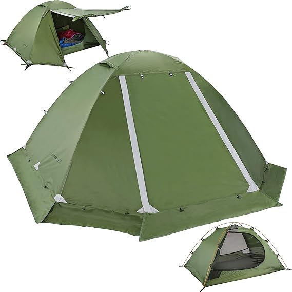 Clostnature 4 Season Backpacking Tent - 1/2 Person Cold Weather Winter Tent | Snow Tent, Aluminum Pole, PU 5000, Easy Setup Tent, Lightweight, Waterproof, All Season Weather Tent for Outdoor, Hiking