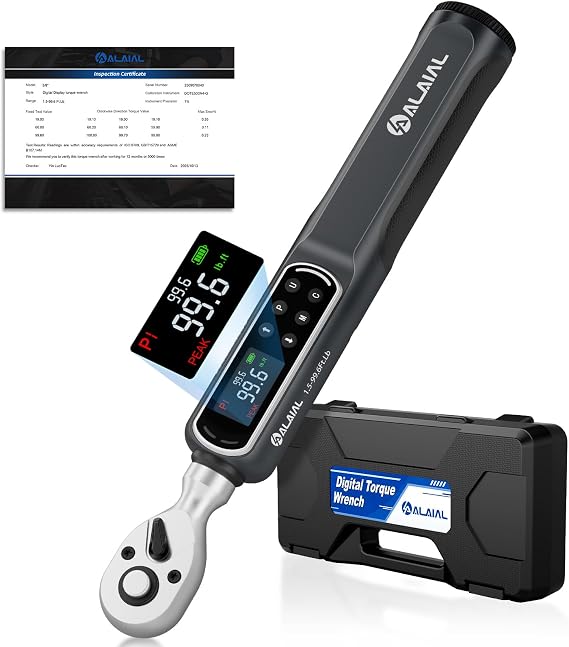 3/8" Digital Torque Wrench 1.5-99.6Ft.Lb/2-135Nm, 2% Accuracy Electronic Torque Wrench with LED Display, Buzzer & Vibration Alert for Automotive, Car, Motorcycle, Bike Repair, Mechanics, DIY